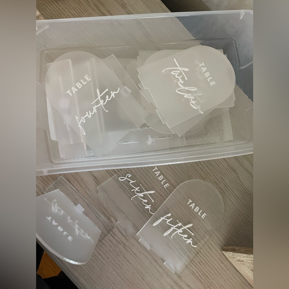 Frosted Textured Wedding Table Numbers